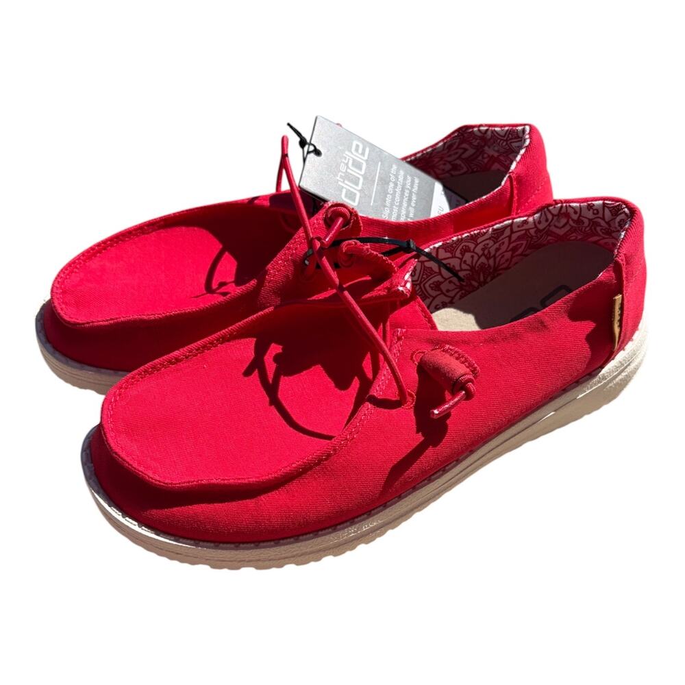 Hey Dude Women's Wendy Solid Red Lightweight Slip On Loafer Shoes Size 6 Casual